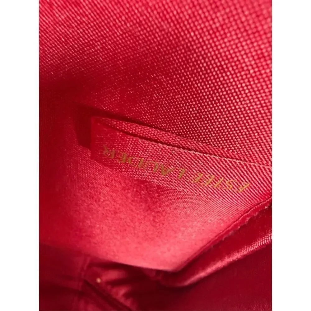 Rare Vintage Estee Lauder Burgundy Faux Leather Make Up Case/Bag 13” x 10